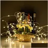 LED -strängar 1m 2m LED Solar Wine Bottle Stopper Copper Fairy Strip Wire Outdoor Party Decoration Novely Night Lamp 10LEDS 20LEDS DI OTWVJ