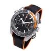 42mm Male Wristwatch Men Quartz Chronograph Watch Ceramic Bezel Black Canvas Rubber Strap Sapphire Waterproof