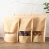 Prezent Wrap 100pcs Kraft Paper Window Torba Browna Wielokrotnego Użyta Samozwańczy Candy Bread Cookie Prezent 221202