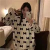 홈 의류 가을 가을 겨울 따뜻한 플란넬 여자 잠옷 세트 두꺼운 산호 벨벳 긴 소매 만화 letming thin pajamas set 221202