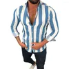 Camicie casual da uomo Camicia da uomo Aderente Colletto rovesciato Maniche lunghe A righe verticali Primavera Autunno Maschile Top da indossare tutti i giorni