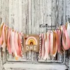 Banner Flags Kids Birthday Party Hights Color Boho Rainbow Girl Wild One Pink Tribal Floral Happy Chair 221203