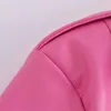 Damesleer Zatrhmbm 2022 Vrouwelijke kleding Fashion Pu Leathers Outparty Lipper Outfit Vintage Long Sheeves Suit Collar Jacket