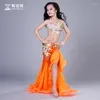 Stage Wear Rhinestone Beading Lace Chiffon Belly Dance Placketing Skirt 2pcs Set For Little Girl/children Costume Performance RT181