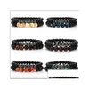 Kralen 2 stks/set 6 mm 8 mm handgemaakte kralen armbanden natuursteen hematiet chakra yoga energie elastische armband voor mannen charm hand chai dh4Ui