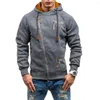 Giacche da uomo invernali per uomo felpe con cappuccio casual abbottonatura con zip laterale tinta unita maniche lunghe felpe con cappuccio capispalla Chaquetas Hombre