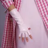 Главные перчатки без пальцев с половиной пальчика длинные перчатки из искусственных кожаных пальцев Большой красный косплей 28 см 11 дюймов женские кожаные перчатки WPU2201 221203