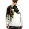 Мужские футболки с футболкой Eagle Casual 3D Print с длинным рукавом животные графики Tope Tees High Street Tops Мужчины Женщины хип -хоп футболка 221202