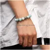 Perline 10Mm Big Matte Round Natural Agate Bracciale con perline per uomo Donna Perline in metallo Charm Gemma Pietra Braccialetti elastici Drop Delivery Dhi4K