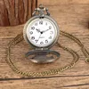 Pocket Watches Bronze Chinese Zodiac Mouse Quartz Watch Half Old Fashioned Pendant Fob Chain Antique Collection Clock