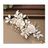 Bruiloft haar sieraden bruiloft tiara haar kam accessoires vrouwen parel strass sieraden handgemaakte hoofdtooi bruid ornamenten drop deli dhjyw