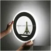 Wall Lamps 19W Led Wall Light Ac85265V Mouted Paris Tower Lamp Acrylic Round Indoor Decorative For Bedroom Study Foyer Drop Delivery Otxio