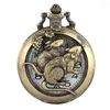 Montres de poche Bronze zodiaque chinois souris montre à Quartz moitié à l'ancienne pendentif Fob chaîne Antique Collection horloge