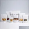 Packing Bags Sealable Bags White Kraft Paper Bag Stand Up Zipper Resealable Food Grade Snack Cookie Packing Drop Delivery Office Sch Dhgac