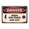 Danger DUST HAZARD Metal Painting Poster Retro Metal Tin Signs Wall Decor HIGH VOLTAGE Beware Warning Plaques 20cmx30cm Woo