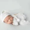 Neonato Baby Set Onesies Tute lavorate a maglia Pagliaccetti con cappello a coda lunga Set di vestiti Fotografia Puntelli di abbigliamento