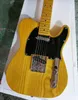 6 strings natuurlijke houten kleur elektrische gitaar met gele esdoornbaks zwarte slagplaat aanpasbaar