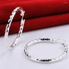 Creolen Mode 925 Sterling Silber Frauen Mosaik Weibliche Ohrschmuck Hochzeit Party Geschenk Nicht Allergisch207T