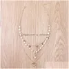 Chokers Fashion Beads Layer Coin Necklace Bohemia Round Sequins Choker Pendant On Neck Chain Jewelry Drop Delivery Necklaces Pendants Dh4R1