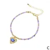Strand 4mm Natural Semi-precious Stones Beads Bracelet Adjustable For Women Love Heart Zircon Pendant Handmade Jewelry Gift Wholesale