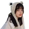 Berets Women Men Cute Frog Eyes Weave Knitted Skullies Beanie Hat Solid Color Chunky Crochet Harajuku Winter Warm Earflap