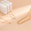 Choker 2023 Fashion Multilayer Imitation Pearls Cross Pendant Halsband för kvinnor Guld Färg Luxur Designkedjan Halsbandsmycken