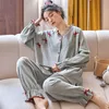 vêtements de maison 100% coton pyjamas ensemble vêtements de nuit sexy pour les femmes pleine longueur dessin animé pyjama femmes automne mode doux homewear plus la taille 221202