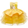 Girl Dresses Flower Dress For Girls Tutu Kids Clothing Elegent Hand Organza Children Princess Party Custumes 2-10 Year