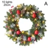 Dekorativa blommor 20 cm LED Julkrans Artificial Pinecone Red Berry Tree H￤ngande fr￤mre d￶rrv￤gg Garland Ornament Dekorationer X I9H3