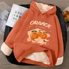 Vestes pour femmes Automne Hiver Manteau Vêtements Cachemire À L'intérieur Épaissir Agneau Hoodies Sweat Femmes Mode Jus D'orange Imprimer Survêtement Top Jumper 221201