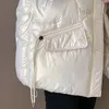 Coletes femininos Casaco de inverno Mulheres mantêm colete quente de casaco de cor brilhante de algodão acolchoado botão com mangas com caleira da moda Casaco de moda 221202