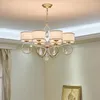 Lampadari Lampadario rurale nordico Apparecchio da soffitto Paralume in tessuto francese Studio di illuminazione Lampada da camera da letto retrò Vita da ristorante