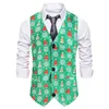 Trajes de hombre Blazers Conjuntos de 3 piezas Chaleco de hombre Chaquetas Pantalones Estampado de Navidad Actuaciones masculinas Conjuntos Parte verde Coustumes 221201