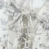 Damesblouses maxdutti 2022 France romantische sexy vintage vierkante kraag schede kant korte bohemia elegante mode blouse strand shirt tops