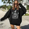 Damesjacks Vintage Palmen en Eyes Print vrouwen Sweatshirts Spring herfst lange mouw losse hoodies drop schouder oversized tops 221201