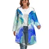 Women's Trench Coats Doodled Geometry Colorful Print Aesthetic Casual Winter Coat Women Outerwear Loose Windbreaker Graphic Clothing