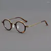 Monturas de gafas de sol hechas a mano, montura de gafas graduadas redondas Retro para hombre, gafas ópticas de acetato de titanio Vintage para mujer