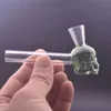 Wholesale Creative smoking tube hand nail pipe.Newest Skull 4inch mini cheap thick heady glass oil burner pipes with funnel