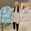 Femme's Down Rimocy brillant coton veste femmes 2022 mode fermeture éclair couleur unie femme Parkas Koraen col montant vêtements d'hiver dames