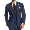 Ternos masculinos Blazers bege de três peças homens de negócios homens Ed Lappel Two Button Button Feito personalizado no noivo de casamento calça calças 221202