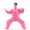 Ethnische Kleidung Unisex 15 Colormartial Arts Set Mann Frauen Langarm Stehkragen Kleidung Uniform Anzug Kungfu Wushu Seide Tai Chi