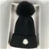 Designer Winter Knitted Beanie Woolen Hat Women and mens Chunky Knit Thick Warm faux fur pom Beanies Hats caps womens Female Bonnet Beenie Caps 3 colors purple