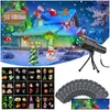 Christmas Decorations Halloween Christmas Projector Lamp Holiday Party Led Stage Light Snowflake Landscape 12 Pattern Card Flashligh Otkfi