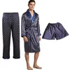 Heren slaapkleding gewaad broek pyjama set 7xl tweedelig badjas shorts pak zijde voor kimono home zachte gezellige gezellige badjurk met lange mouwen 221201