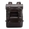 Backpack Waterproof PU Male Casual Computer Bag Duża możliwość podróży biznesowej Student School Bag Fashion Retro Knapsack #955
