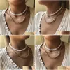 Подвесные ожерелья панк толстый цепной колье для женщин Mtilayer Pearl Vintage Choker воротнич