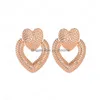 Stud Fashion Jewelry Heart Earrings Hollowed Metal Double Peach Stud Drop Delivery Dhgem