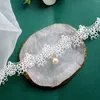 Halsband Sexy weiße Spitze Stoff Fee Halsband Schmuck Kristall Perle Anhänger Kragen Halskette Schlüsselbein Kette Halsketten weiblich