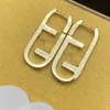 nouvelle marque de mode boucle d'oreille couleur Hoop diamant double F lettre en laiton matériel personnalité Boucles d'oreilles femmes concepteur de fête de mariage jewe177K