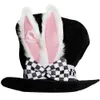 Party Hats Kids With Checkered Bowknot Easter Rabbit Funny Hat Costume Performance Plush Topper Bunny Ears Gift Söt Velvet 221203